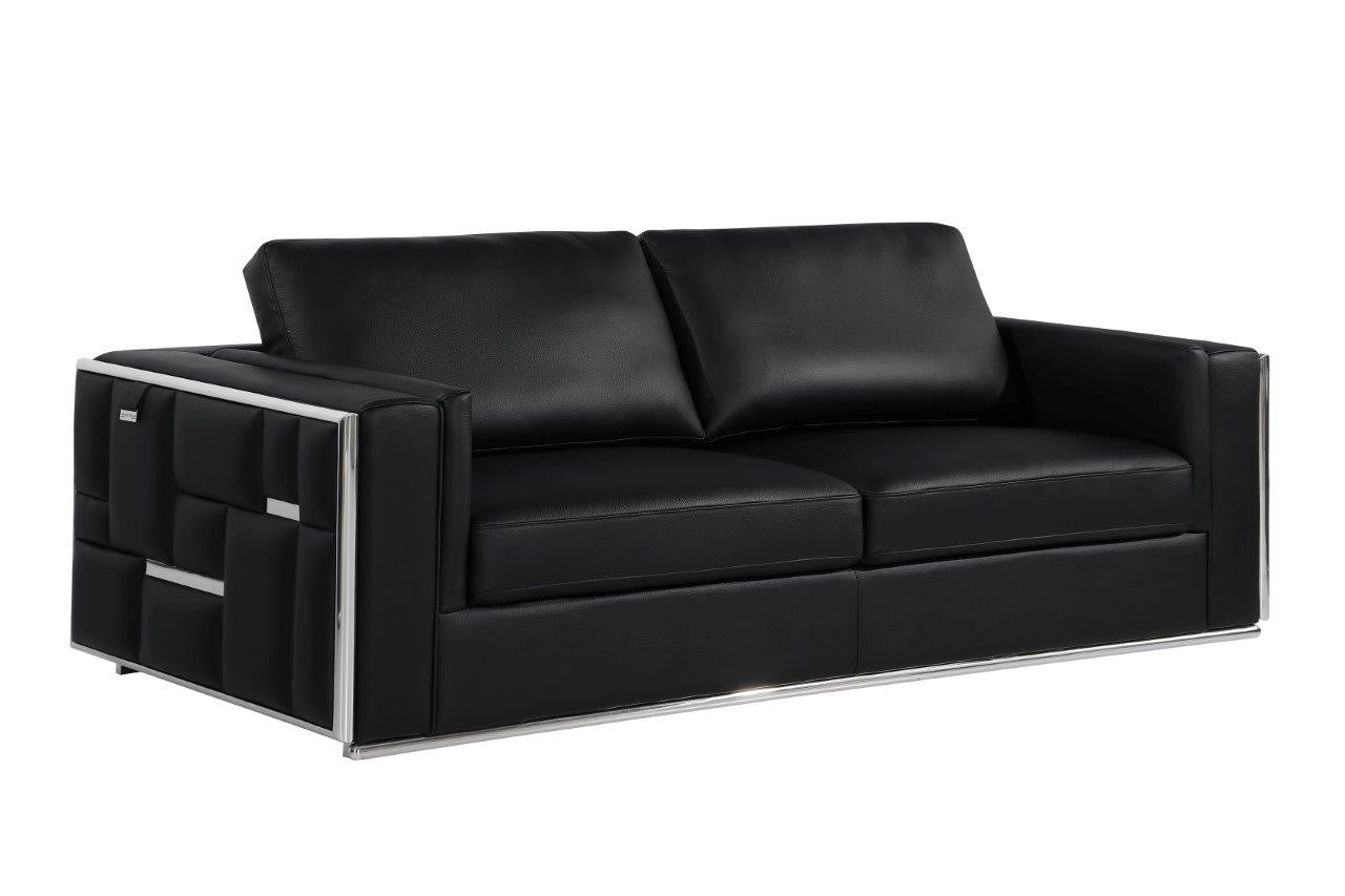 Black Top Grain Leather Five Person Seating Set-2