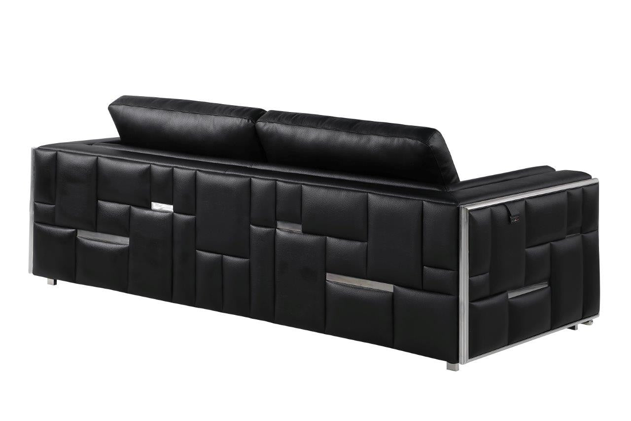 Black Top Grain Leather Five Person Seating Set-3