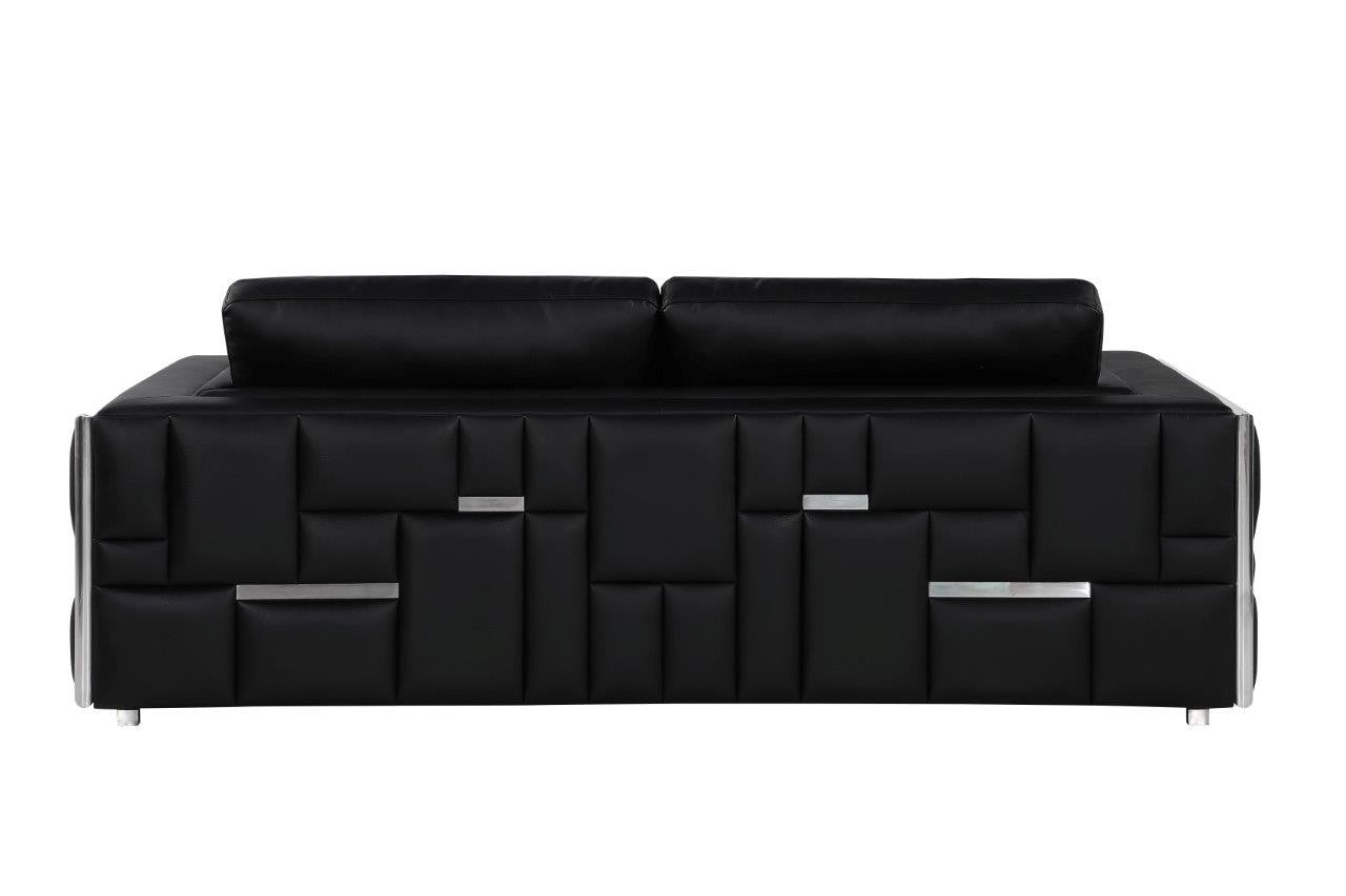 Black Top Grain Leather Five Person Seating Set-6