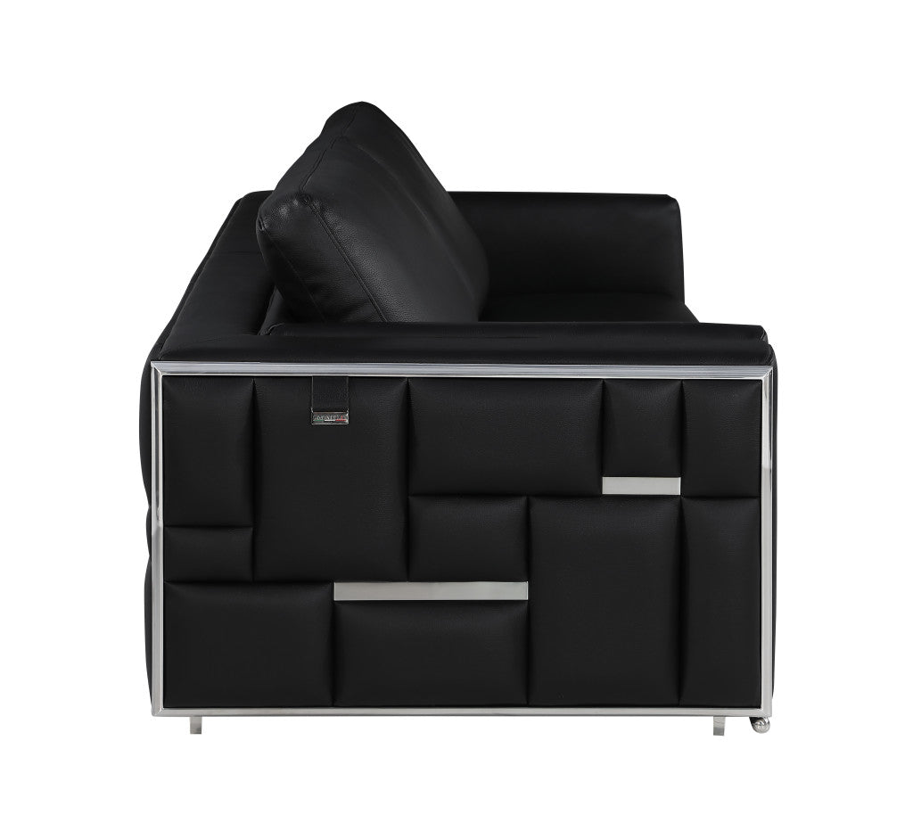 Black Top Grain Leather Five Person Seating Set-7