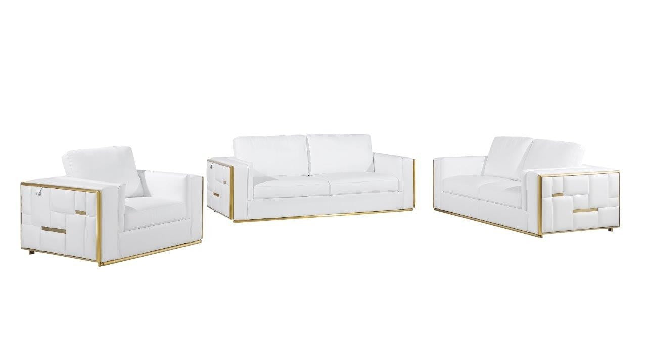 White Top Grain Leather Five Person Seating Set-1