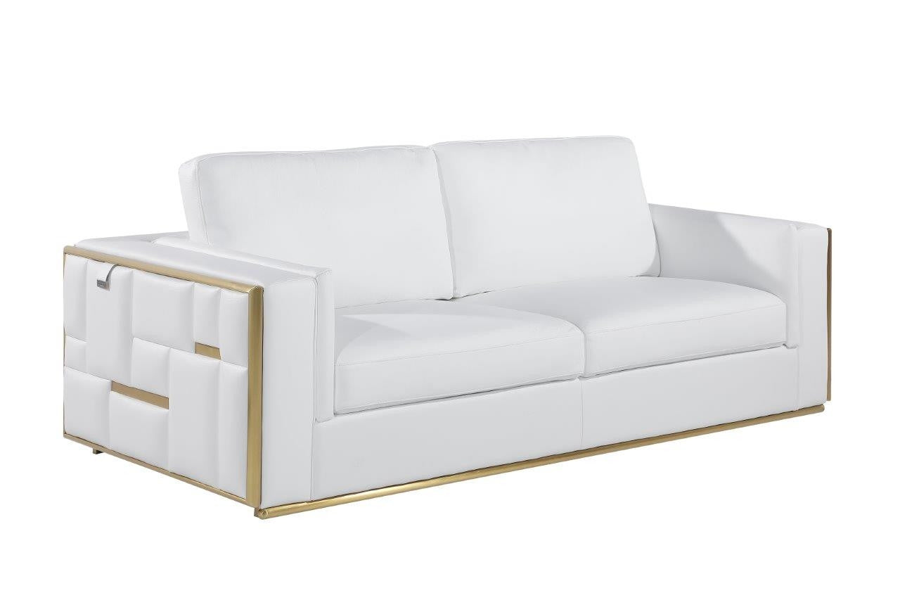 White Top Grain Leather Five Person Seating Set-2