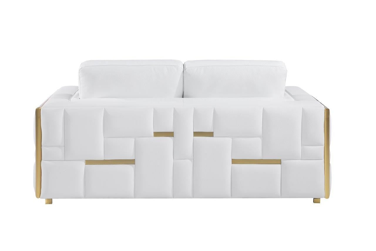White Top Grain Leather Five Person Seating Set-4
