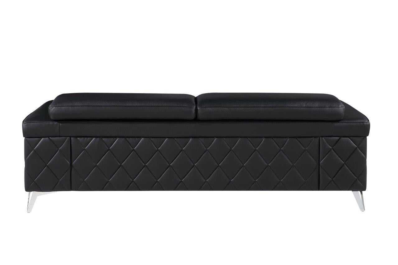 Three Piece Black Italian Leather Five Person Seating Set-5