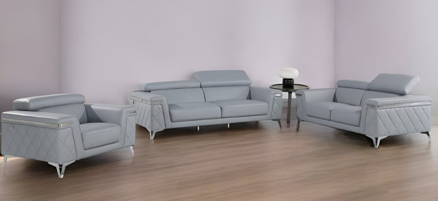 Three Piece Indoor Blue Five Person Seating Set-0