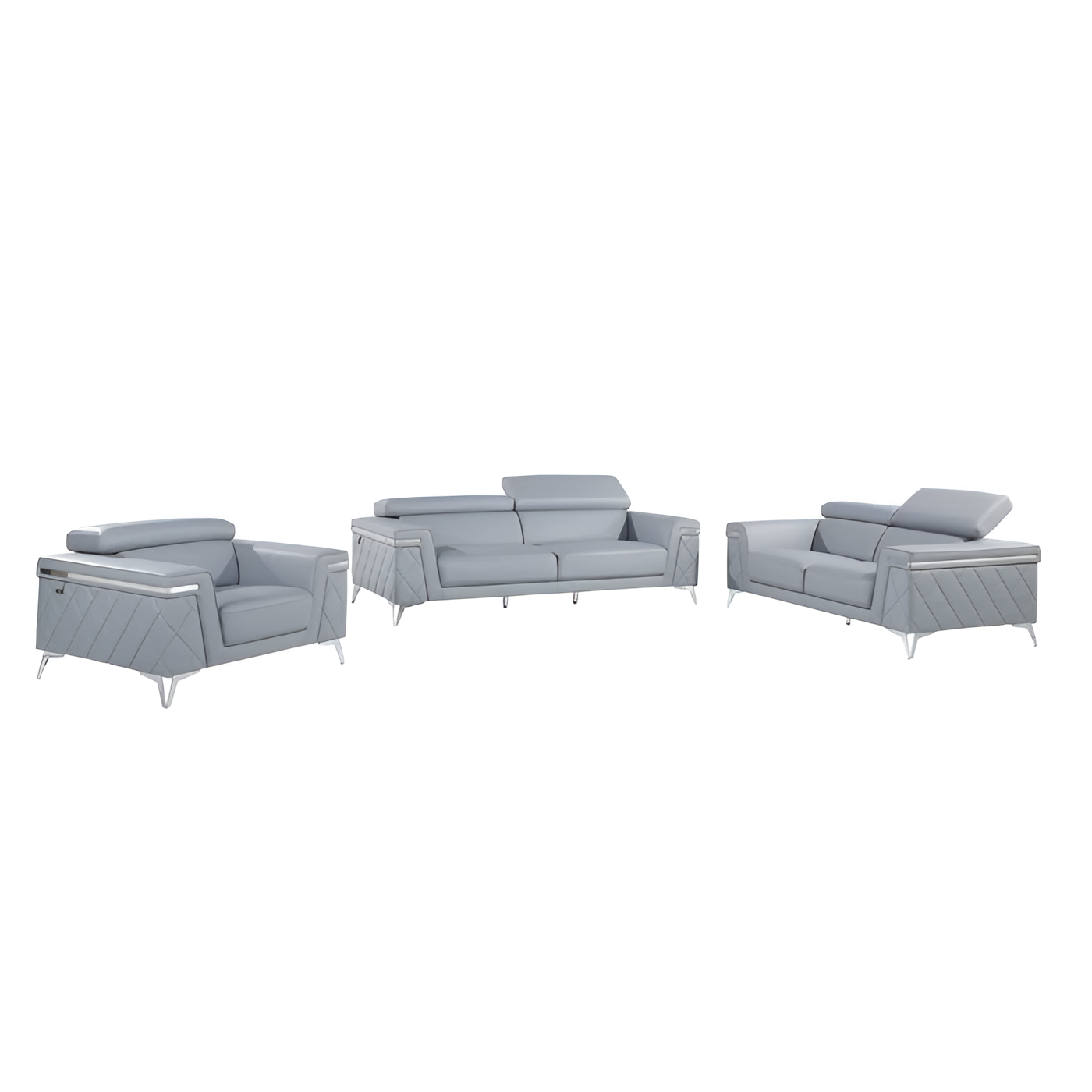 Three Piece Indoor Blue Five Person Seating Set-1