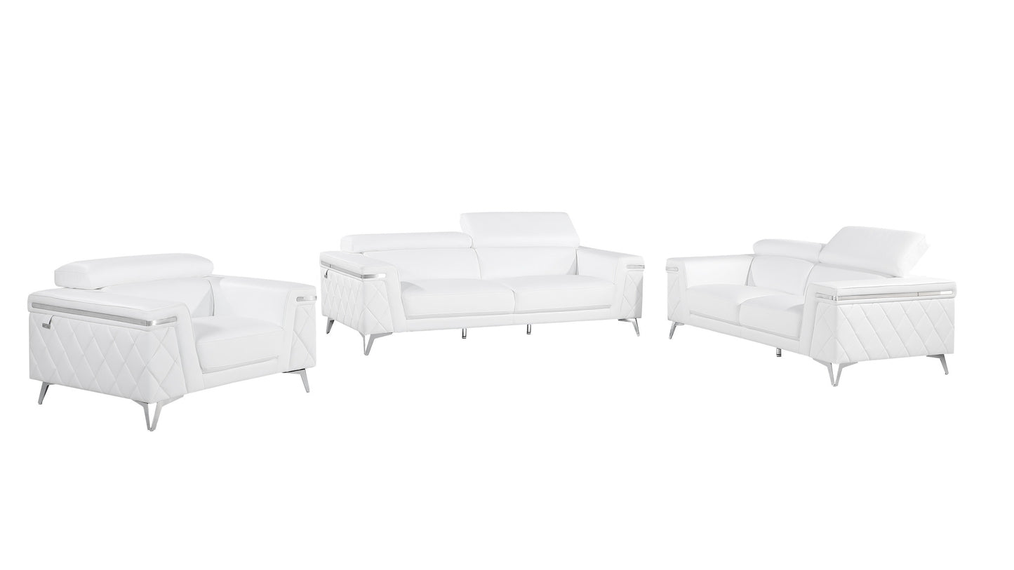 White Top Grain Leather Five Person Seating Set-1