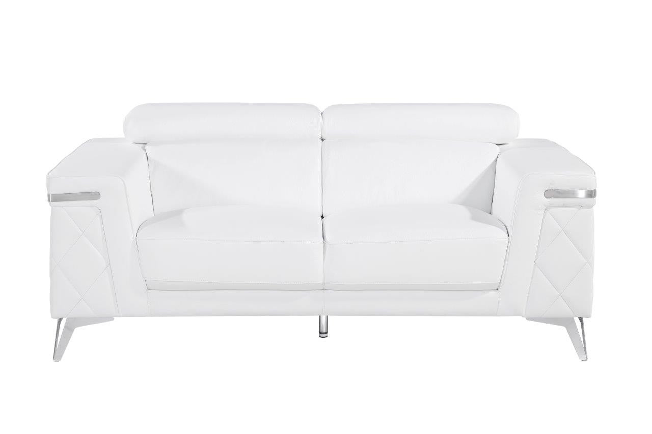 White Top Grain Leather Five Person Seating Set-8