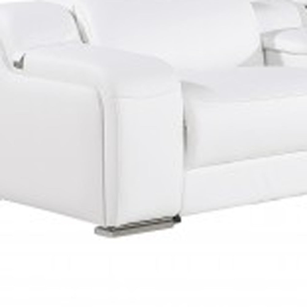 White Italian leather 3 power reclining seats L shaped Seven Piece Corner Sectional With Console-6