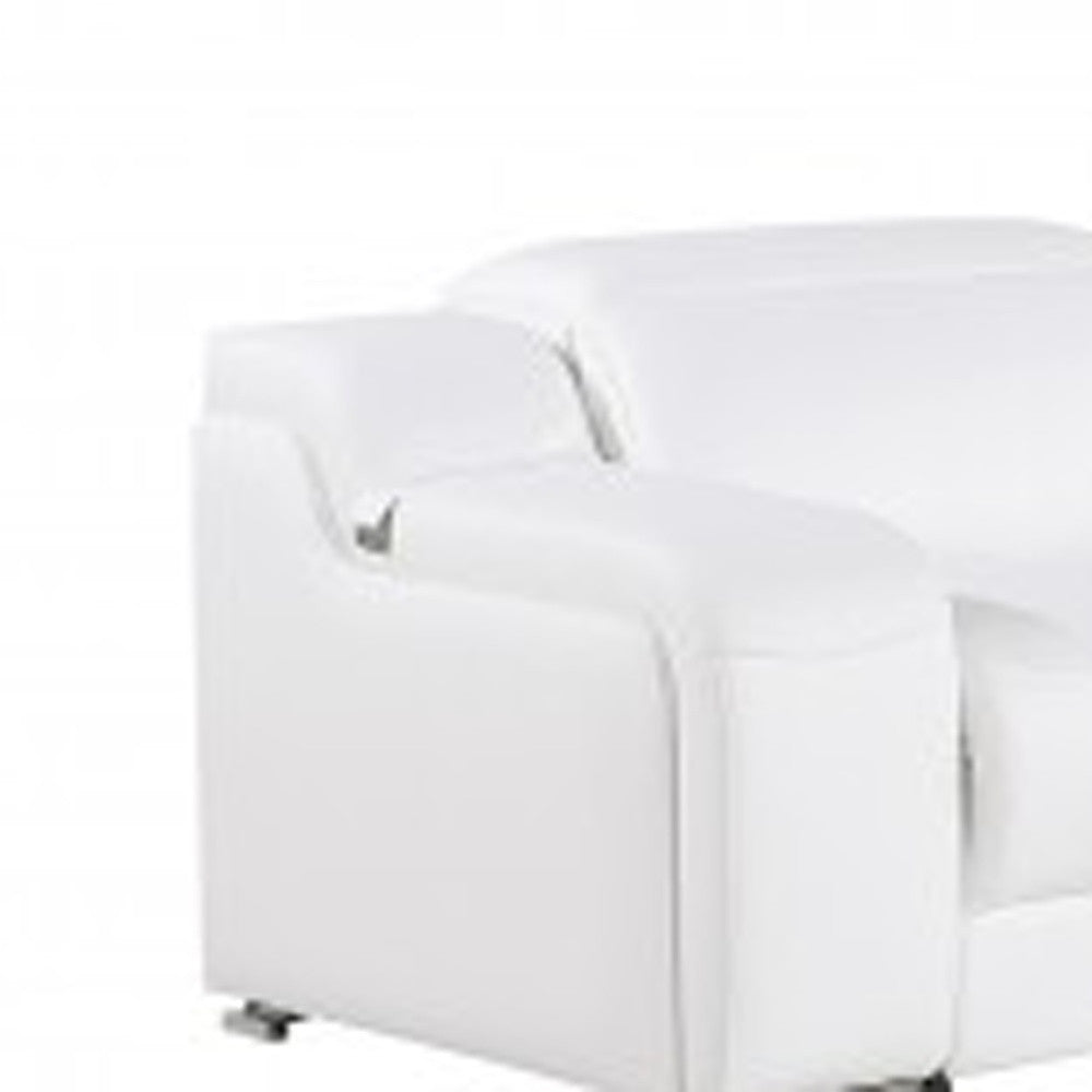 White Italian leather 4 power reclining seats L shaped Seven Piece Corner Sectional With Console-6