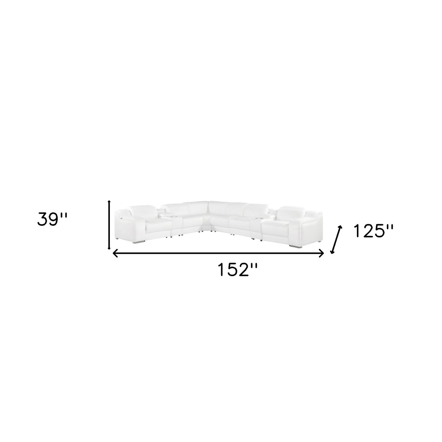 White Italian Leather 3 Power Reclining L Shaped Eight Piece Corner Sectional With Console-7