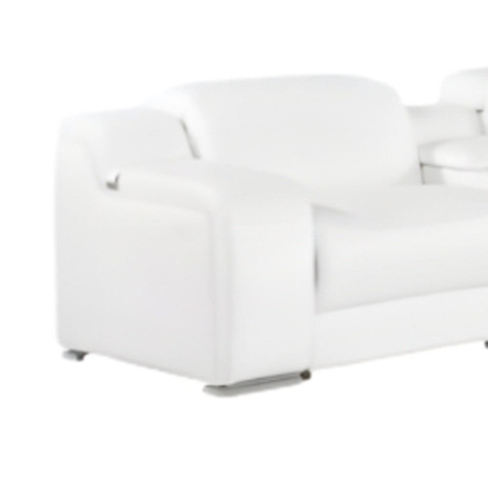 White Italian Leather 4 Power Reclining L Shaped Eight Piece Corner Sectional With Console-7