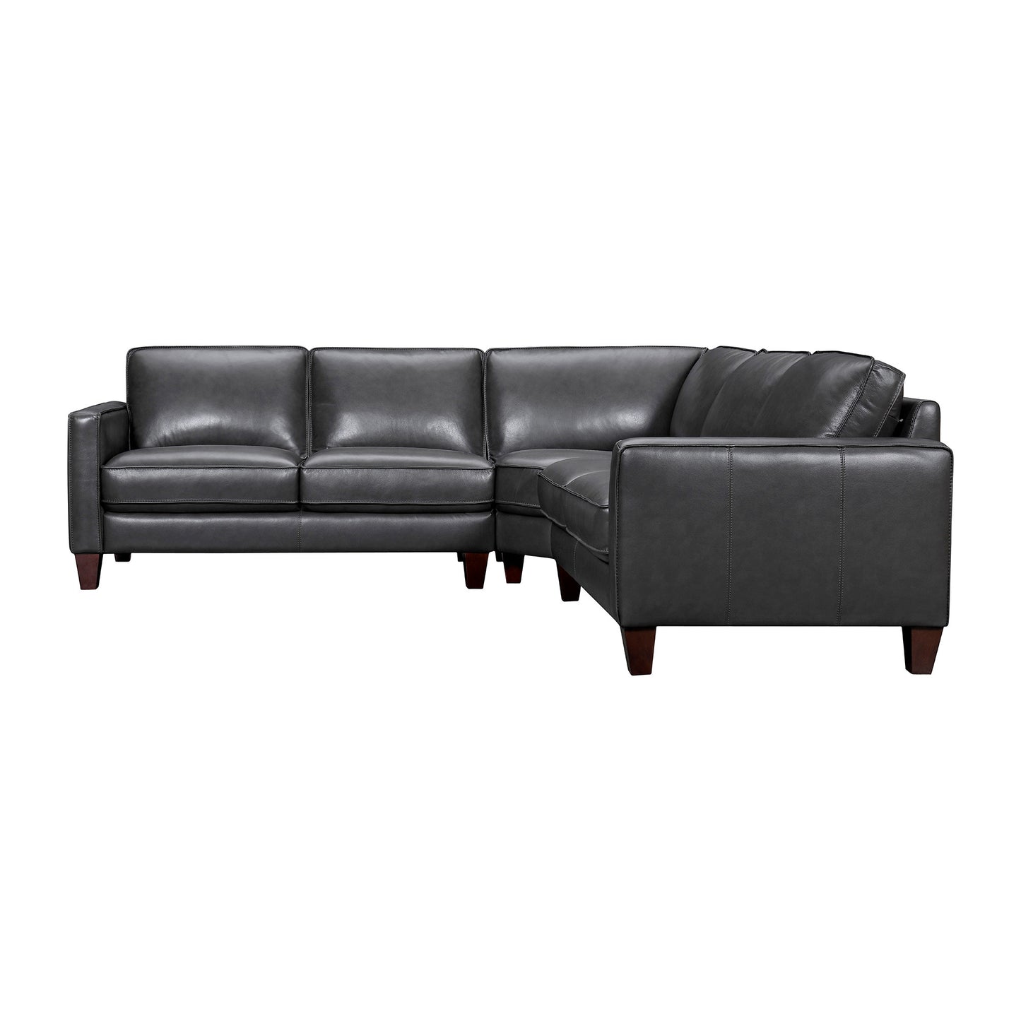 Black Leather L Shaped Three Piece Corner Sectional-2