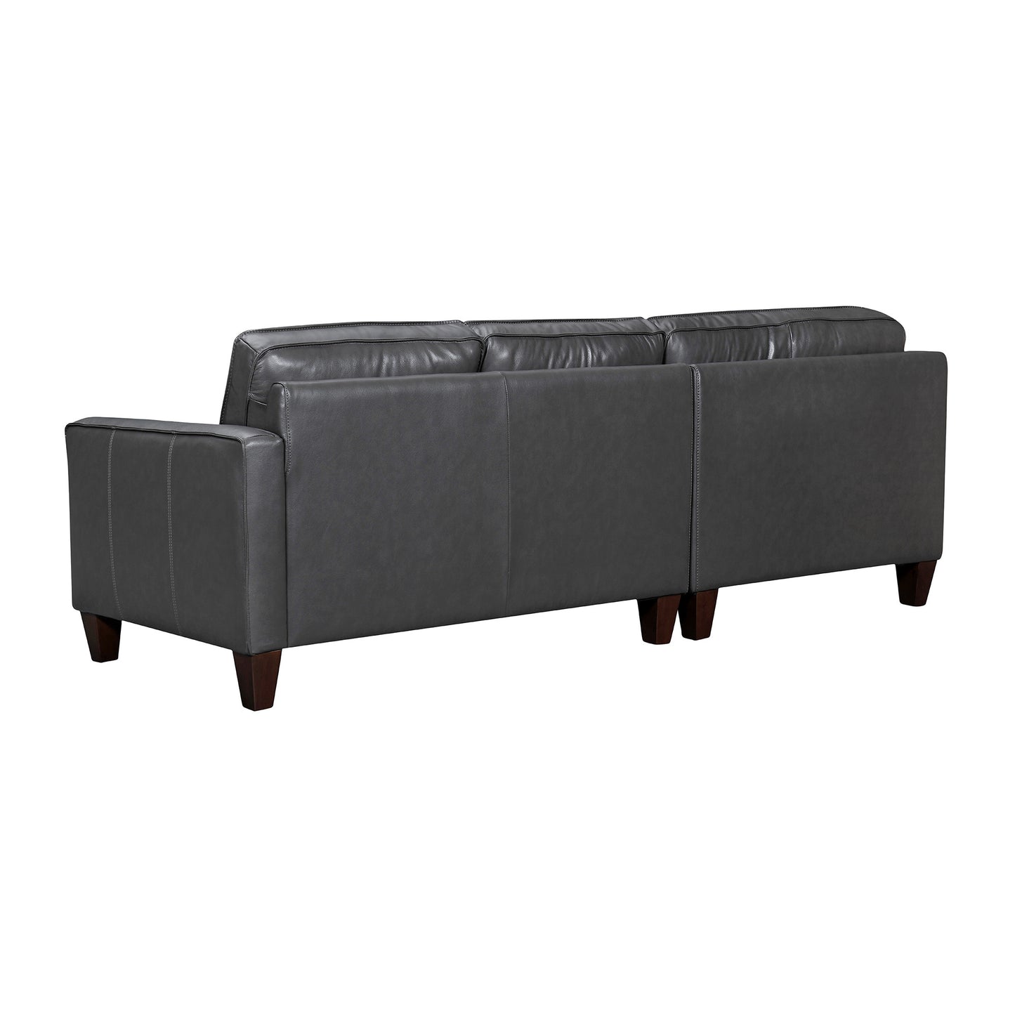 Black Leather L Shaped Three Piece Corner Sectional-3