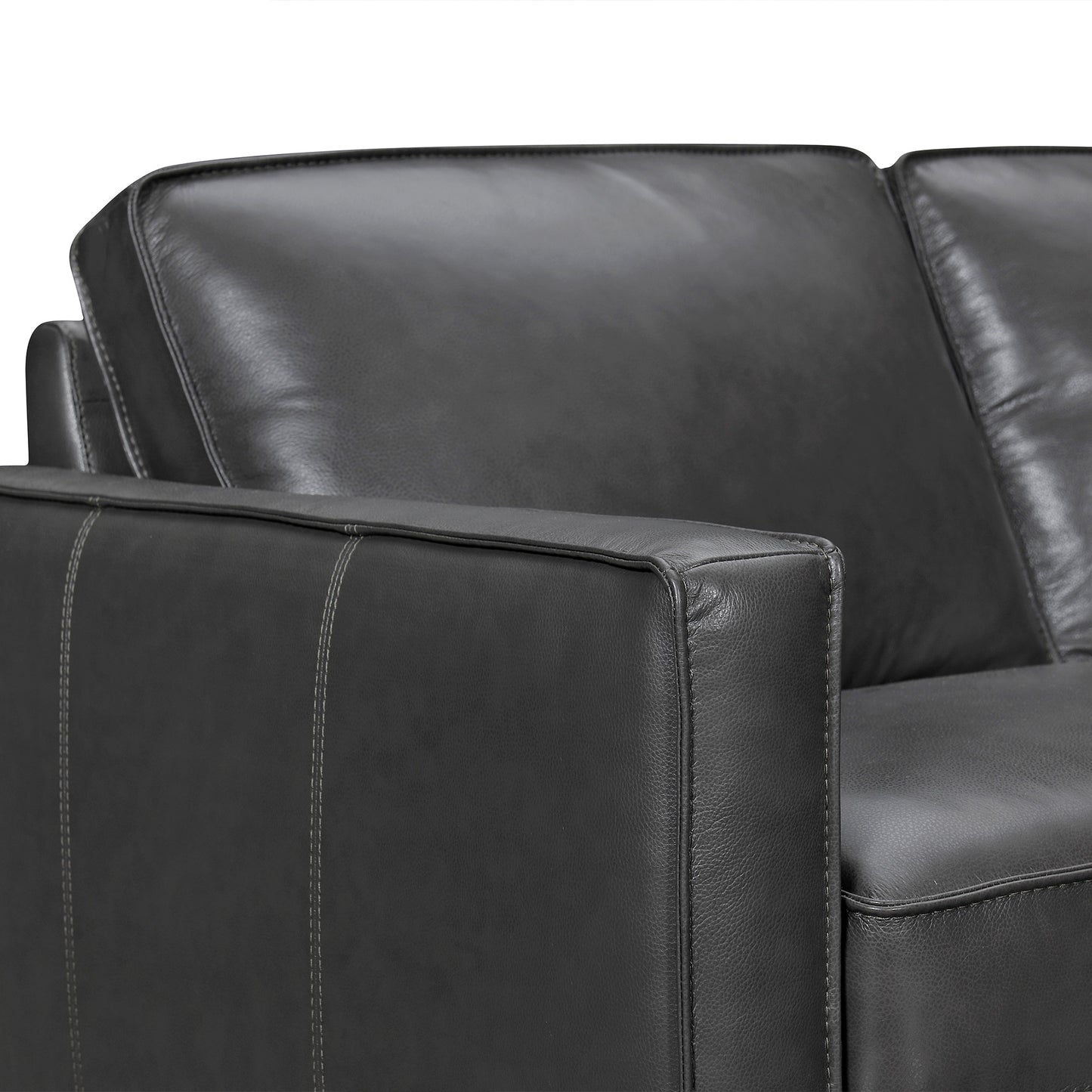 Black Leather L Shaped Three Piece Corner Sectional-6