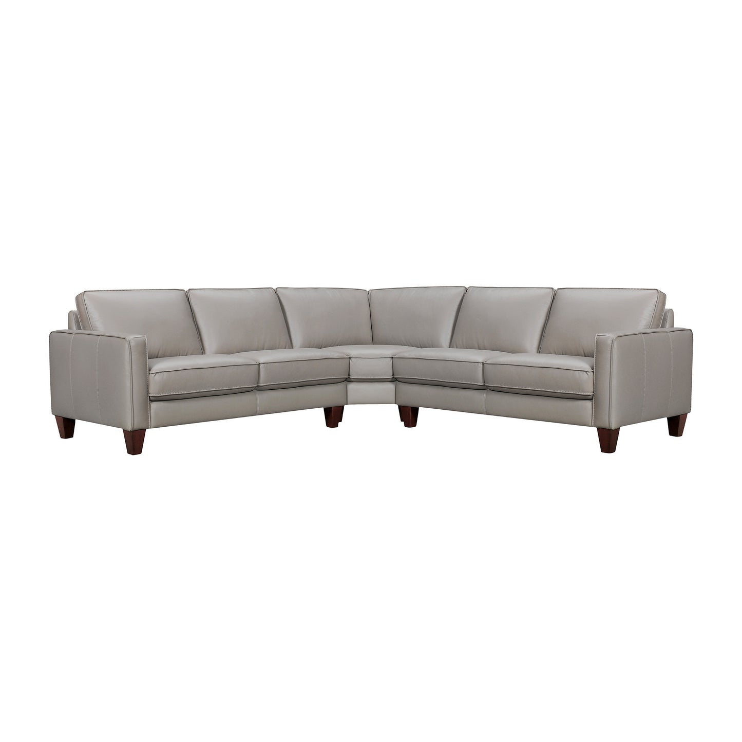Gray Leather L Shaped Three Piece Corner Sectional-0