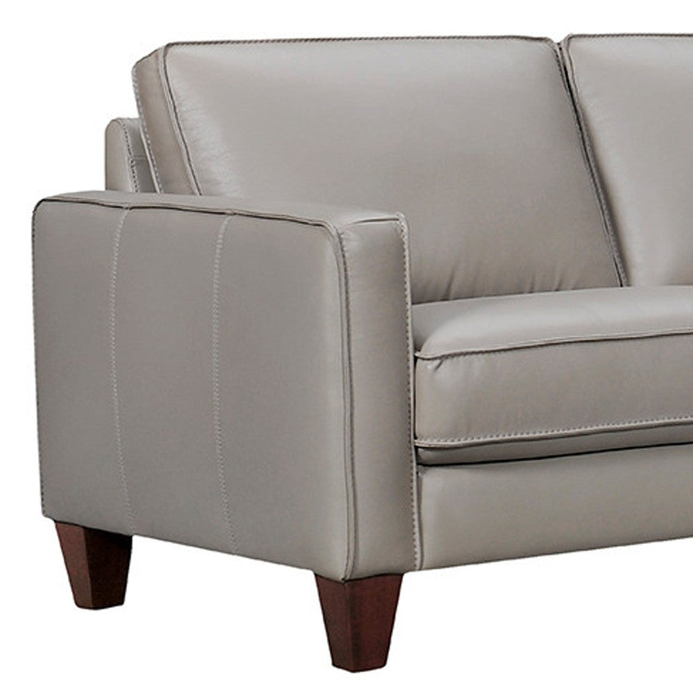Gray Leather L Shaped Three Piece Corner Sectional-7