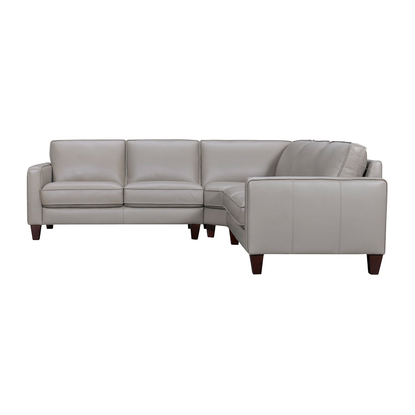 Gray Leather L Shaped Three Piece Corner Sectional-2