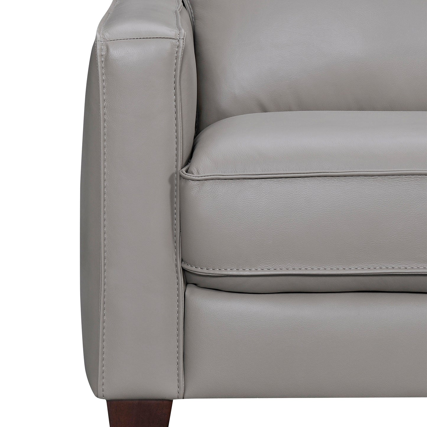 Gray Leather L Shaped Three Piece Corner Sectional-4