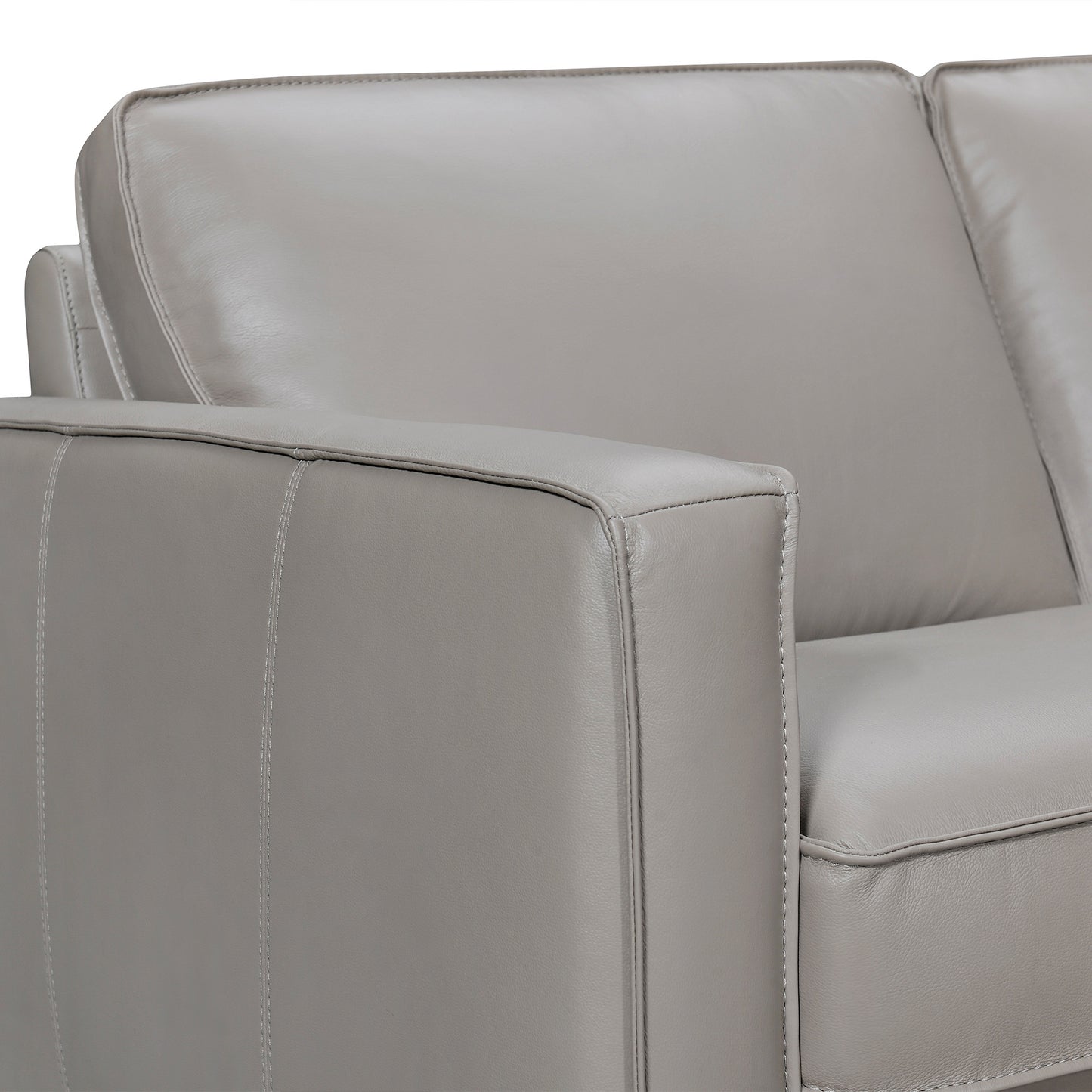 Gray Leather L Shaped Three Piece Corner Sectional-6