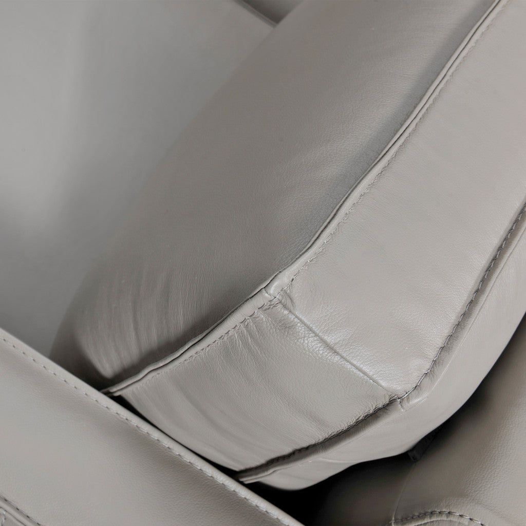 Gray Leather L Shaped Three Piece Corner Sectional-8