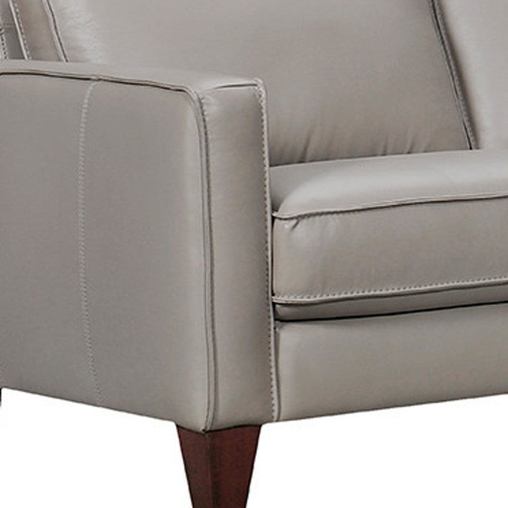 Gray Leather L Shaped Three Piece Corner Sectional-5