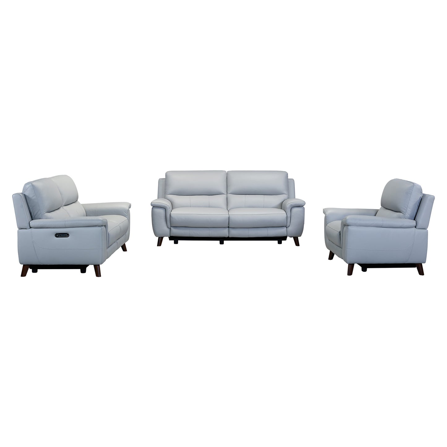 Three Piece Indoor Gray Leather Six Person Seating Set-6