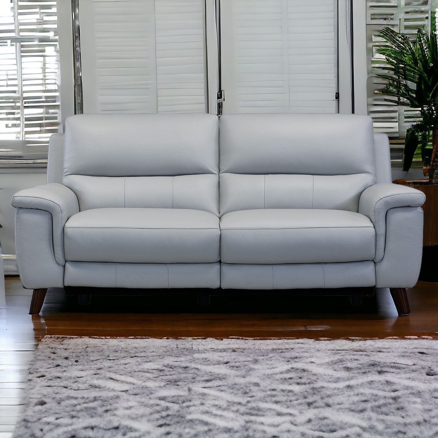 Three Piece Indoor Gray Leather Six Person Seating Set-1