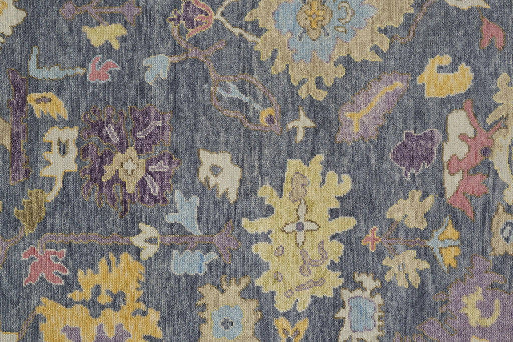12' X 15' Gold Blue and Purple Wool Oriental Hand Knotted Area Rug With Fringe-5