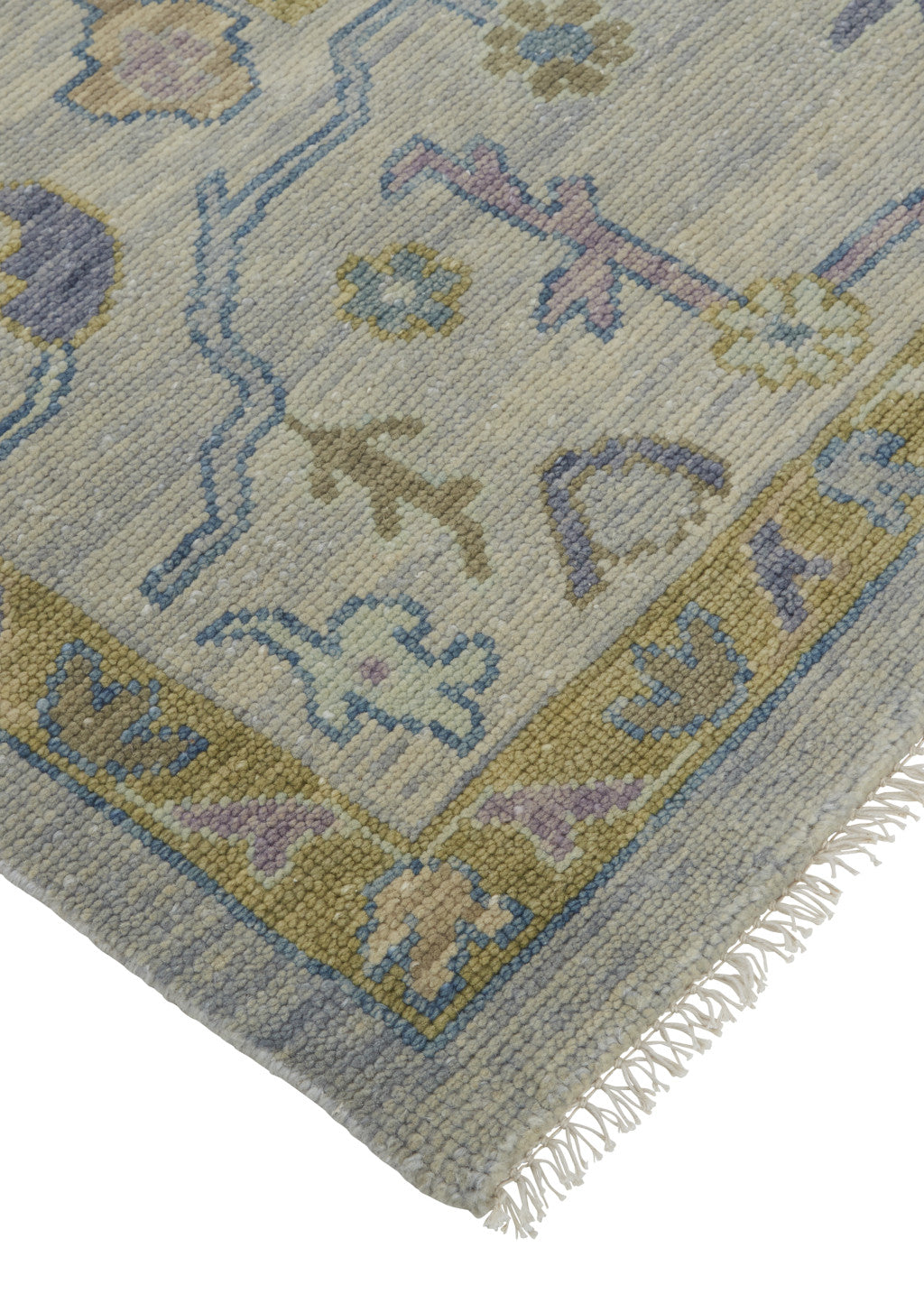 12' X 15' Purple Gray and Gold Wool Oriental Hand Knotted Area Rug With Fringe-7