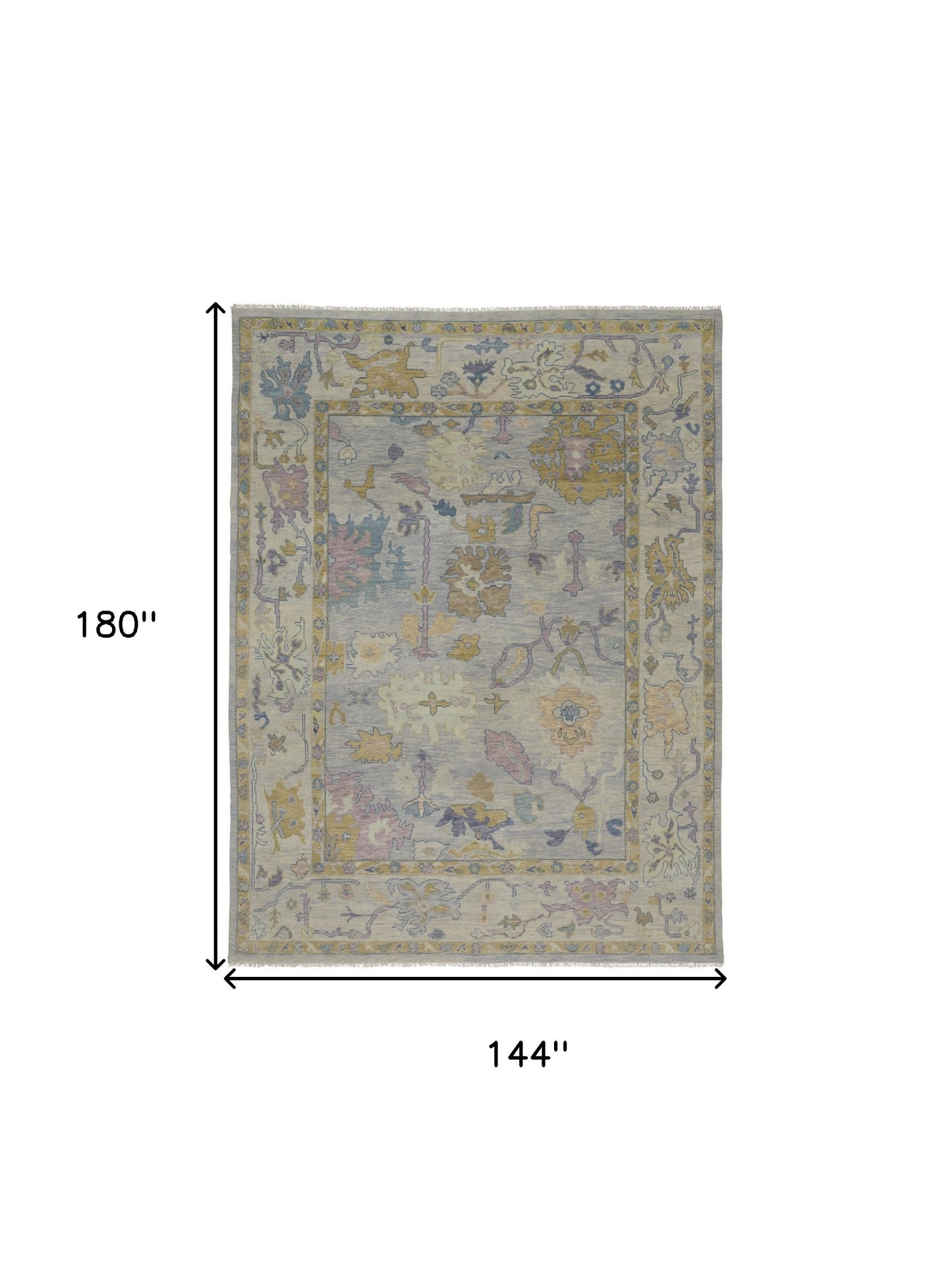 12' X 15' Purple Gray and Gold Wool Oriental Hand Knotted Area Rug With Fringe-2