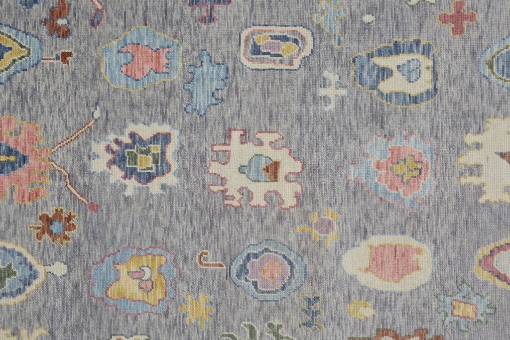 12' X 15' Gray Blue and Red Wool Oriental Hand Knotted Area Rug With Fringe-7