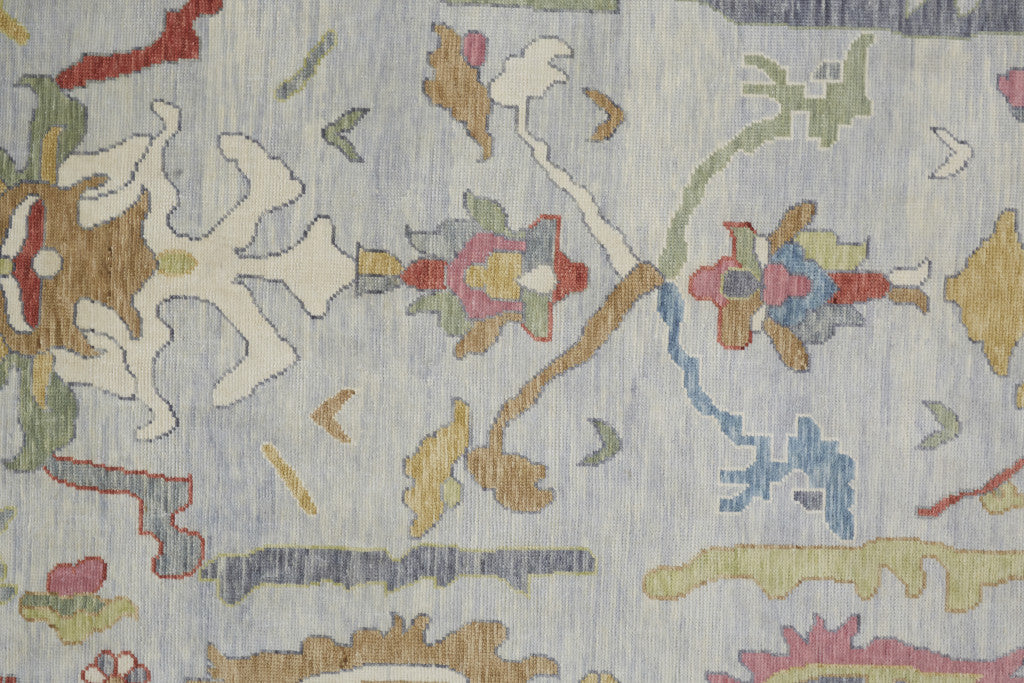 12' X 15' Gray Blue and Gold Wool Oriental Hand Knotted Area Rug With Fringe-7