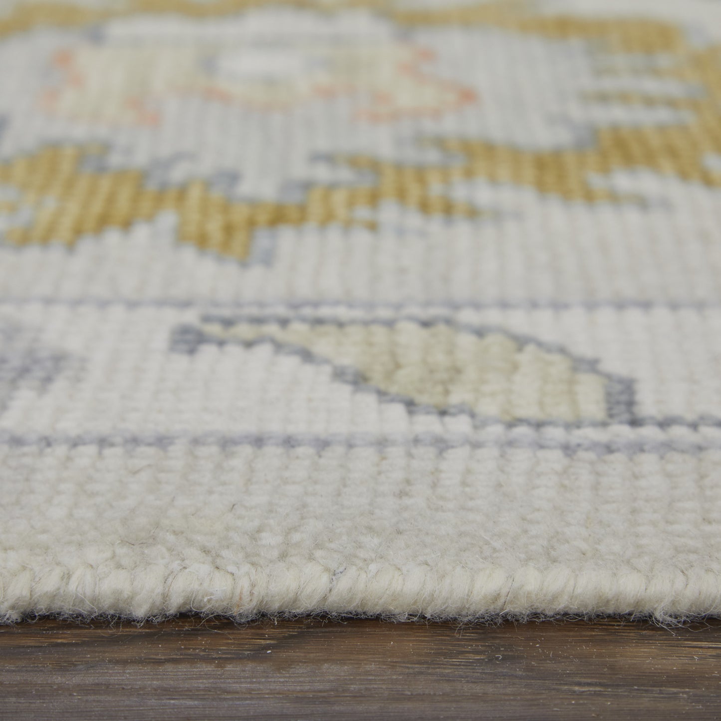 12' X 15' Gray Ivory and Gold Wool Floral Hand Knotted Area Rug With Fringe-5