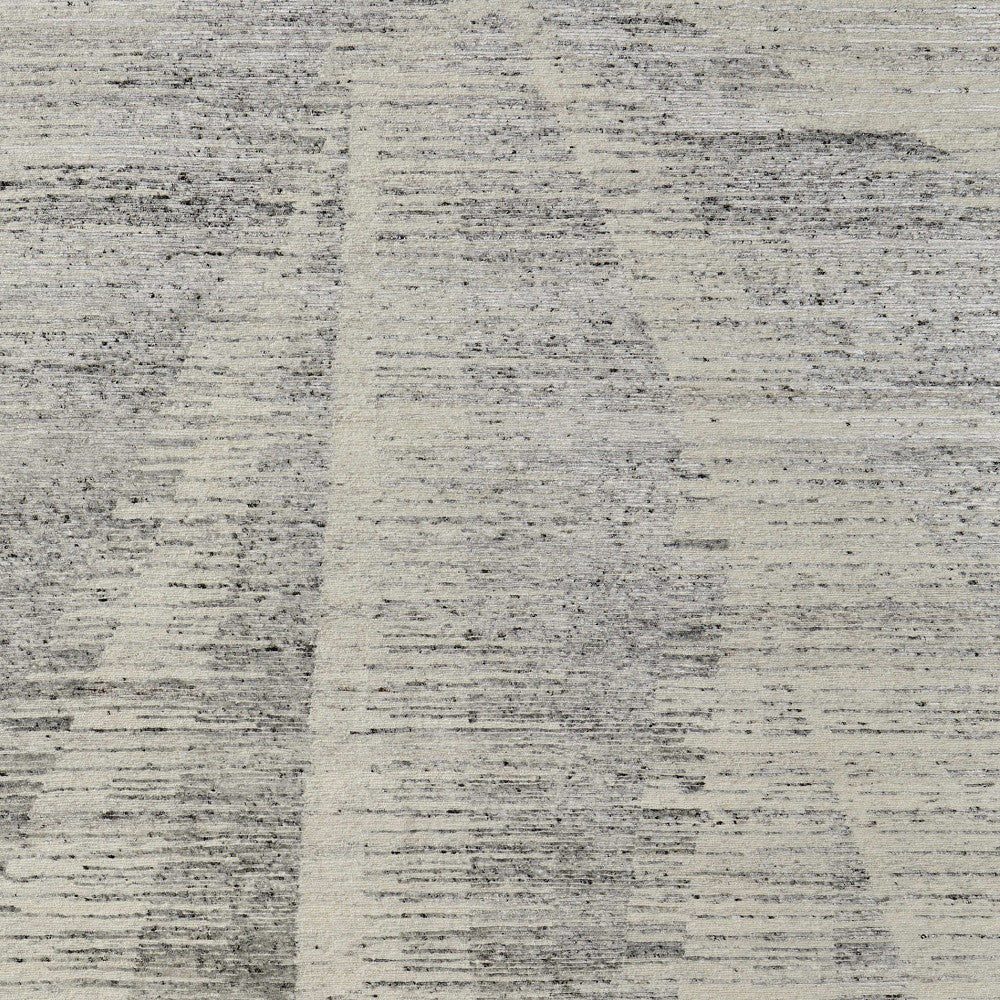 9' X 13' Ivory and Gray Abstract Hand Knotted Worn Faded Area Rug-4