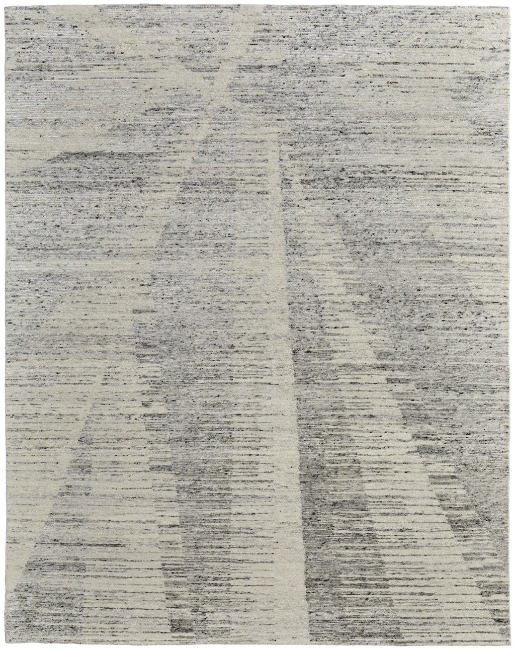 12' X 15' Ivory and Gray Abstract Hand Knotted Worn Faded Area Rug-3