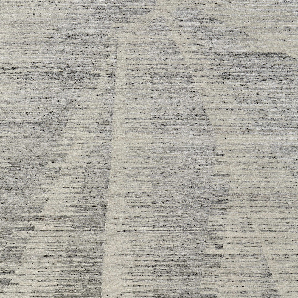 12' X 15' Ivory and Gray Abstract Hand Knotted Worn Faded Area Rug-5