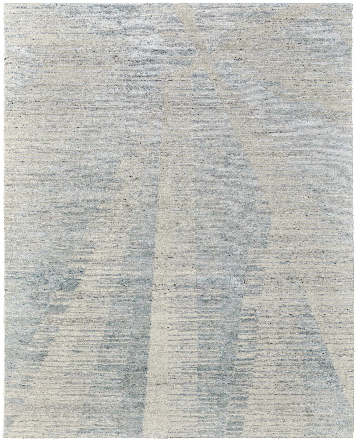12' X 15' Blue Ivory And Silver Abstract Hand Knotted Distressed Area Rug-0