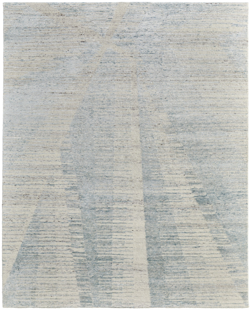 12' X 15' Blue Ivory And Silver Abstract Hand Knotted Distressed Area Rug-2