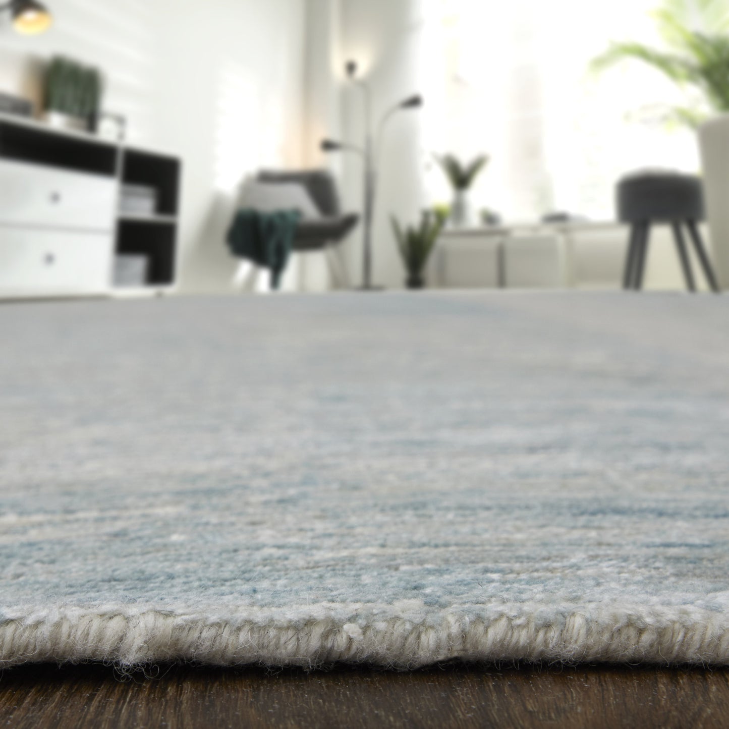12' X 15' Blue Ivory And Silver Abstract Hand Knotted Distressed Area Rug-6