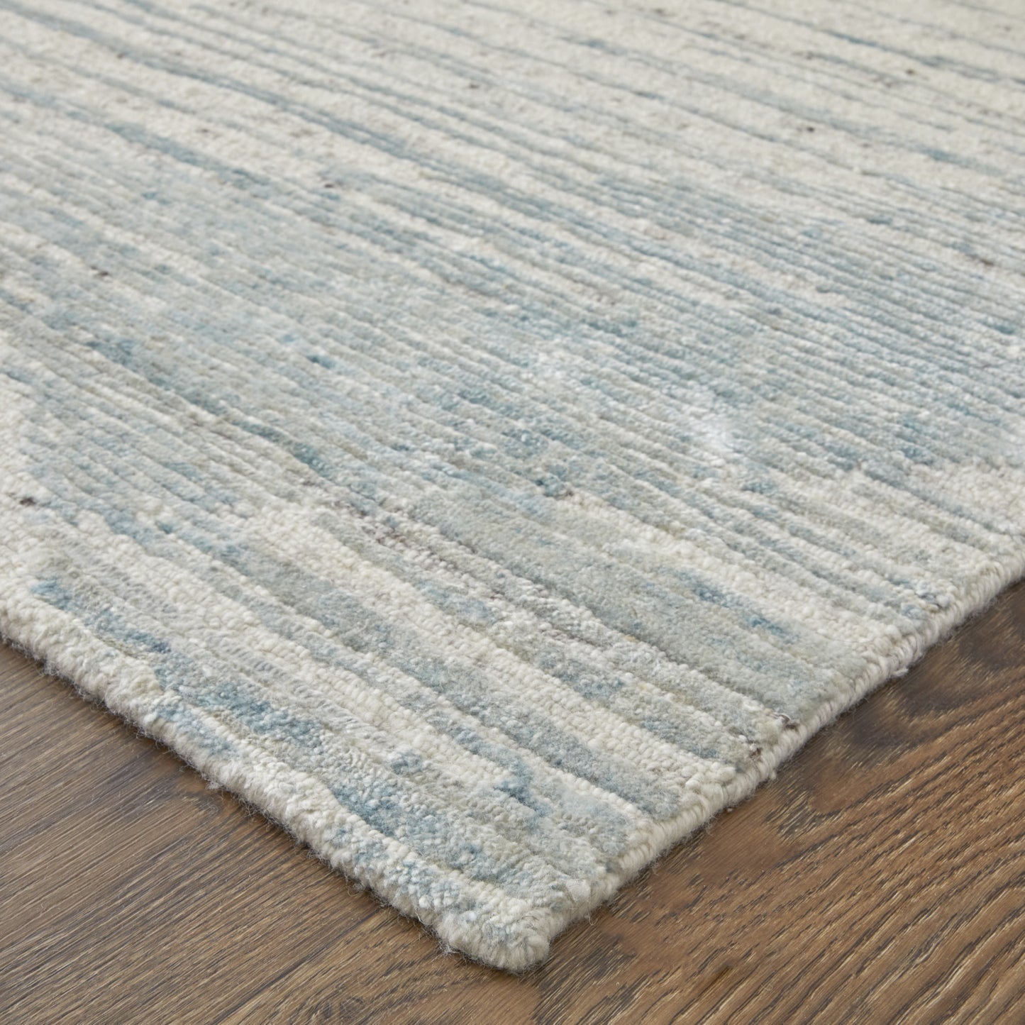 12' X 15' Blue Ivory And Silver Abstract Hand Knotted Distressed Area Rug-5