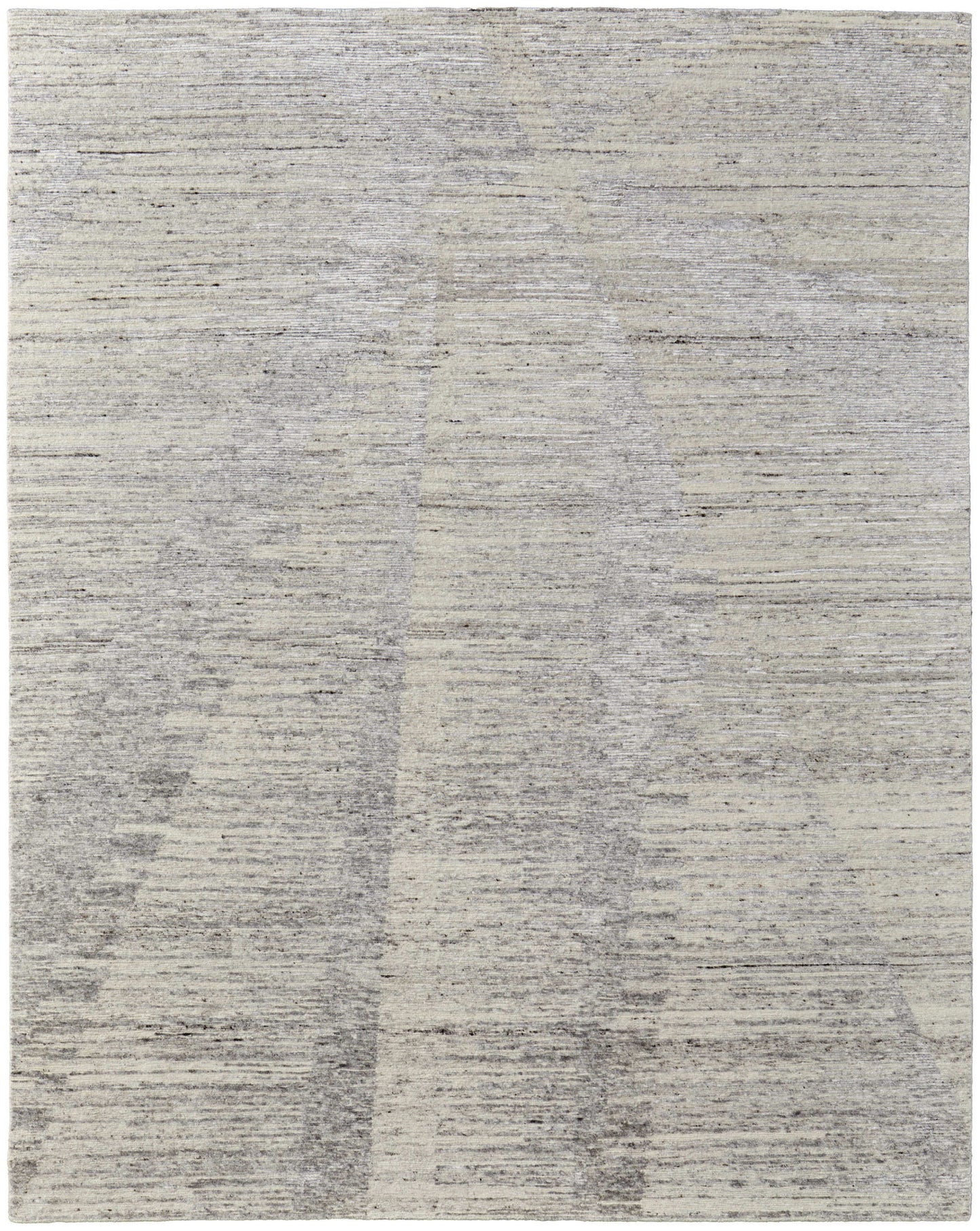 12' X 15' Ivory and Gray Abstract Hand Knotted Worn Faded Area Rug-0