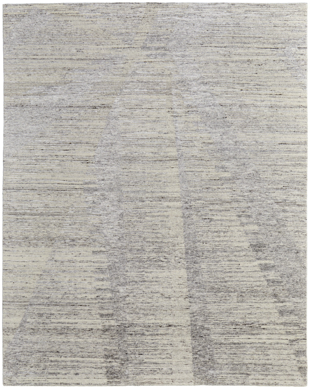 12' X 15' Ivory and Gray Abstract Hand Knotted Worn Faded Area Rug-2