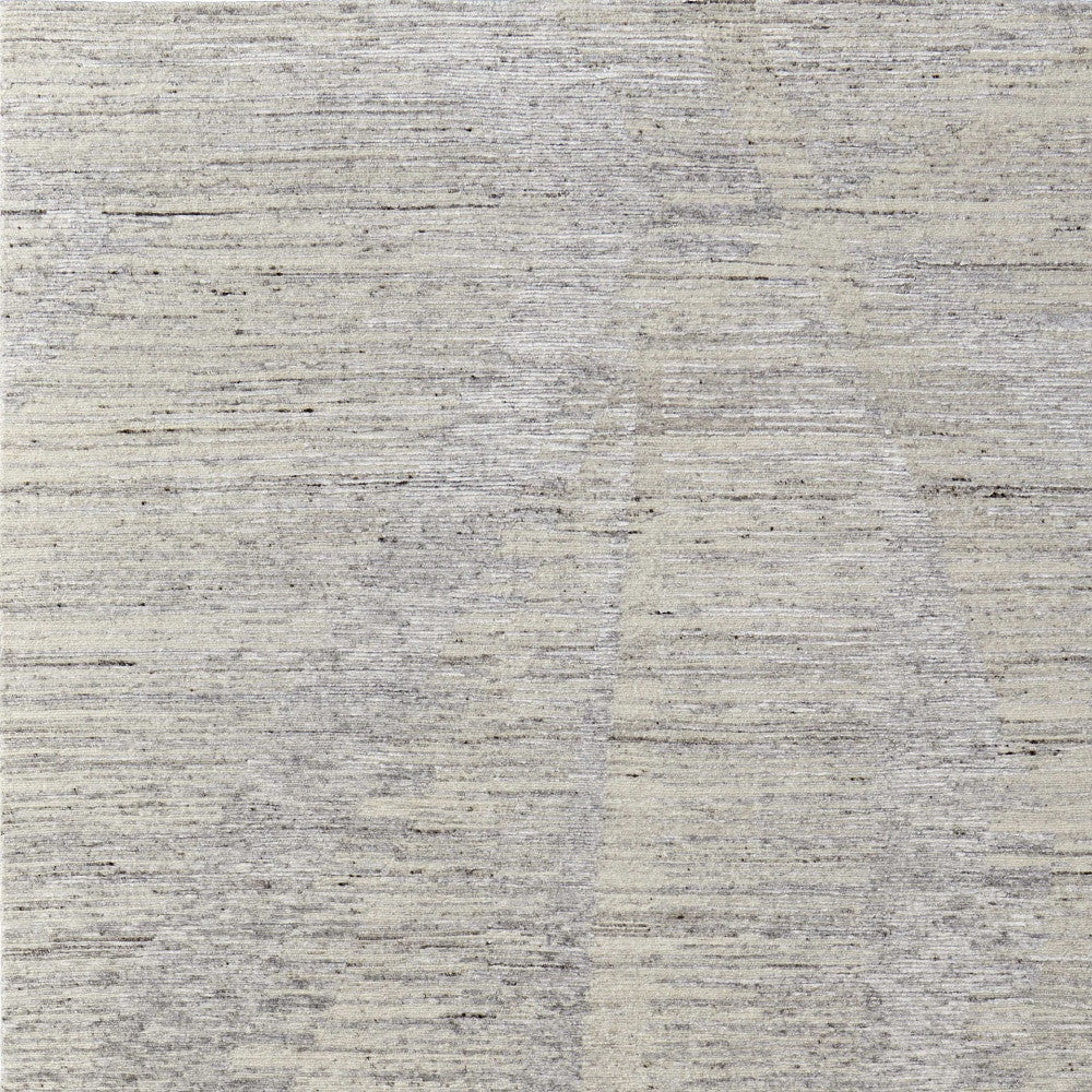 12' X 15' Ivory and Gray Abstract Hand Knotted Worn Faded Area Rug-3