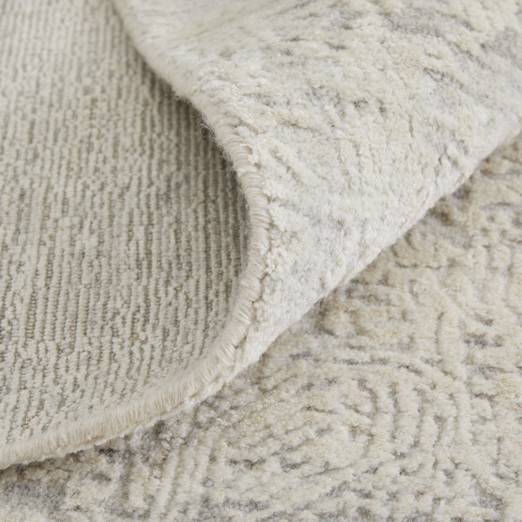 12' X 15' Gray and Ivory Abstract Hand Woven Worn Faded Area Rug-7