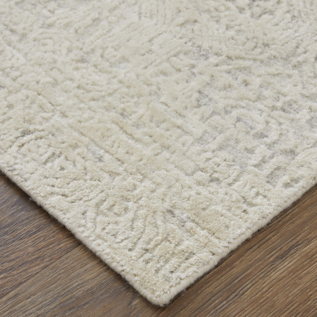 12' X 15' Gray and Ivory Abstract Hand Woven Worn Faded Area Rug-8