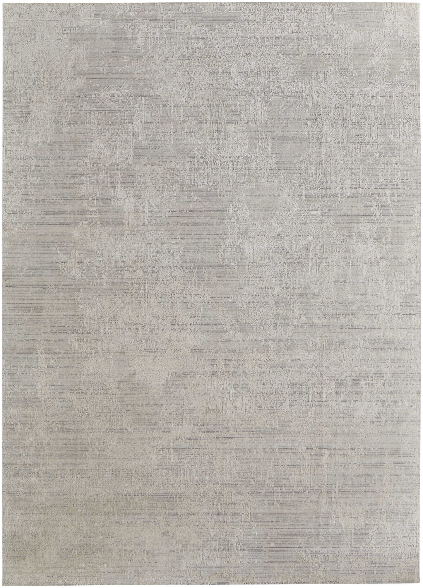12' X 15' Gray and Ivory Abstract Hand Woven Worn Faded Area Rug-3