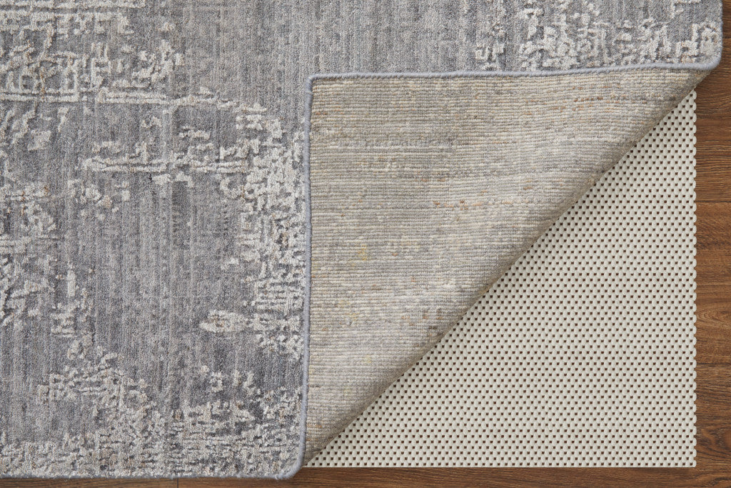 12' X 15' Gray And Silver Abstract Hand Woven Distressed Area Rug-6