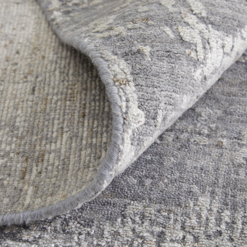 12' X 15' Gray And Silver Abstract Hand Woven Distressed Area Rug-7