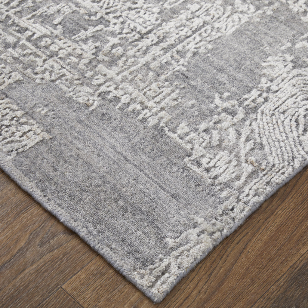 12' X 15' Gray And Silver Abstract Hand Woven Distressed Area Rug-8